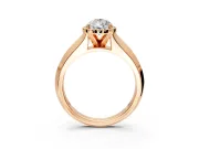 Halo Engagement Ring Setting for Pear-Shaped Center with Knife Ridge Cathedral Band and Prong Head in Rose Gold