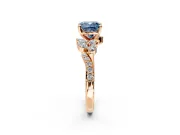 Solitaire Engagement Ring Setting for Fancy Blue Cushion Cut Center with Marquise Accent Twist Band and Prong Head in Rose Gold