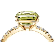 Solitaire Engagement Ring Setting for Fancy Yellow Asscher Cut Center with Large Accent Band and Prong Head in Yellow Gold