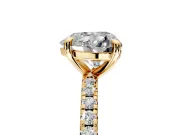 Solitaire Engagement Ring Setting for Heart-Shaped Center with Fine Pave Narrow Band and Prong Head in Yellow Gold