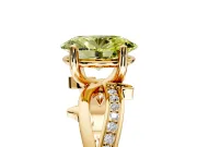 Solitaire Engagement Ring Setting for Fancy Yellow Oval Center with Pave and Plain Crossover Band and Prong Head in Yellow Gold