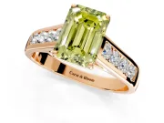 Solitaire Engagement Ring Setting for Fancy Yellow Emerald Cut Center with Cathedral Channel Band and Prong Head in Rose Gold
