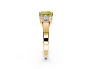3 Stone Engagement Ring Setting for Fancy Yellow Cushion Cut Center with Matching Side Accents and Prong Head in Yellow Gold