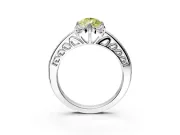 Floral Engagement Ring Setting for Fancy Yellow Pear-Shaped Center with Four Accent Clusters and Prong Head in White Gold
