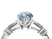 Bar-Set Engagement Ring Setting for Fancy Blue Marquise Center with Tapered Baguette Accents and Prong Head in White Gold