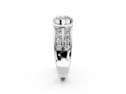 Bezel Engagement Ring Setting for Cushion Cut Center with Wide Channel-Set Band and Bezel Head in Sterling Silver