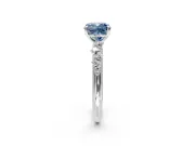 Cluster Engagement Ring Setting for Fancy Blue Cushion Cut Center with Round Cut Accent Band and Prong Head in Platinum