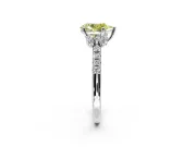 Paired Accent Engagement Ring Setting for Fancy Yellow Pear-Shaped Center with Pave Band and Prong Head in Platinum