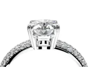 Solitaire Engagement Ring Setting for Oval Center with Multi-Row Pave Accents and Basket Head in Platinum