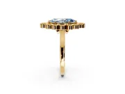 Cluster Halo Engagement Ring Setting for Fancy Blue Marquise Center with Milgrain Bezel Accents and Prong Head in Yellow Gold