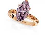 Solitaire Engagement Ring Setting for Fancy Pink Marquise Center with Milgrain X Pattern Band and Prong Head in Rose Gold