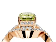Halo Engagement Ring Setting for Fancy Yellow Radiant Cut Center with Pave Infinity Twist Band and Prong Head in Rose Gold