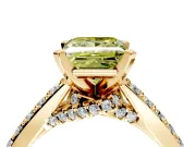Solitaire Engagement Ring Setting for Fancy Yellow Princess Cut Center with Crossover Accents and Prong Head in Yellow Gold