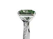 Side Accent Engagement Ring Setting for Fancy Green Radiant Cut Center with Accent Shoulders and Prong Head in Sterling Silver