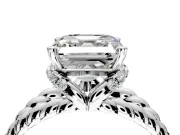 Halo Engagement Ring Setting for Asscher Cut Center with Rope Twist Split Shank and Prong Head in Platinum