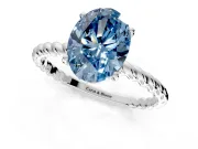 Solitaire Engagement Ring Setting for Fancy Blue Oval Center with Plain Twisted Rope Band and Prong Head in Sterling Silver