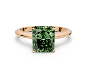 Solitaire Engagement Ring Setting for Fancy Green Radiant Cut Center with Knife Ridge Band and Claw Prong Head in Rose Gold
