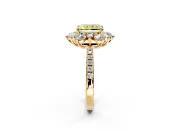 Floral Halo Engagement Ring Setting for Fancy Yellow Radiant Cut Center with Pave Accents and Prong Head in Yellow Gold