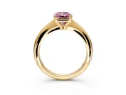 Solitaire Engagement Ring Setting for Fancy Pink Radiant Cut Center with Reverse Tapered Band and Prong Head in Yellow Gold