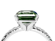 Solitaire Engagement Ring Setting for Fancy Green Asscher Cut Center with Large Accents and Prong Head in Sterling Silver