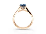 Solitaire Engagement Ring Setting for Fancy Blue Radiant Cut Center with Round Cut Channel Band and Prong Head in Rose Gold