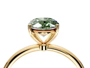 Solitaire Engagement Ring Setting for Fancy Green Oval Center with Straight Thin Band and Prong Head in Yellow Gold