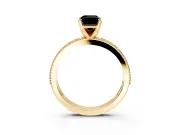Milgrain Pave Engagement Ring Setting for Fancy Black Emerald Cut Center with Accent Band and Prong Head in Yellow Gold