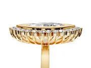 Halo Engagement Ring Setting for Marquise Center with Milgrain Bezel Rim, Plain Band and Prong Head in Yellow Gold