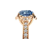 Floral Engagement Ring Setting for Fancy Blue Cushion Cut Center with Four Accent Clusters and Prong Head in Rose Gold