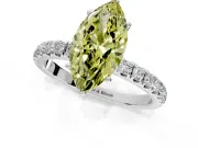 Open Basket Engagement Ring Setting for Fancy Yellow Marquise Center with Pave Band and Prong Head in Platinum