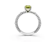 Rope Engagement Ring Setting for Fancy Yellow Emerald Cut Center with Accent Shoulders and Prong Head in White Gold