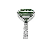 Solitaire Engagement Ring Setting for Fancy Green Princess Cut Center with Fine Pave Accents and Prong Head in White Gold