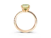 Solitaire Engagement Ring Setting for Fancy Yellow Asscher Cut Center with Large Accents and Prong Head in Rose Gold