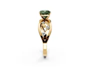 Solitaire Engagement Ring Setting for Fancy Green Cushion Cut Center with Criss-Cross Accent Band and Prong Head in Yellow Gold