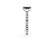 Solitaire Engagement Ring Setting for Emerald Cut Center with Shared-Prong Accents and Prong Head in Platinum