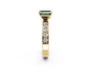 Solitaire Engagement Ring Setting for Fancy Green Asscher Cut Center with Channel-Set Accents and Prong Head in Yellow Gold