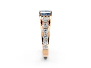 Solitaire Engagement Ring Setting for Fancy Blue Princess Cut Center with Graduated Shared Prongs and Prong Head in Rose Gold