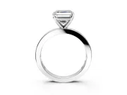Solitaire Engagement Ring Setting for Asscher Cut Center with Channel Baguette Band and Prong Head in Platinum