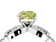 Solitaire Engagement Ring Setting for Fancy Yellow Cushion Cut Center with Criss-Cross Accent Band and Prong Head in Sterling Silver