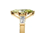 3 Stone Engagement Ring Setting for Fancy Yellow Marquise Center with Channel Baguette Accents and Prong Head in Yellow Gold