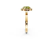 Halo Engagement Ring Setting for Fancy Yellow Round Cut Center with Thin Plain Band and Prong Head in Yellow Gold