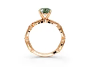 Solitaire Engagement Ring Setting for Fancy Green Oval Center with Marquise Panel Band and Prong Head in Rose Gold