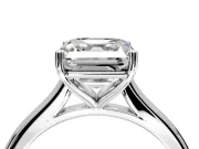 Solitaire Engagement Ring Setting for Asscher Cut Center with Narrow Cathedral Band and Prong Head in Platinum