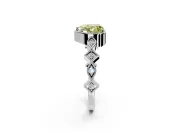 Milgrain Bezel Engagement Ring Setting for Fancy Yellow Heart-Shaped Center with Marquise Stations and Bezel Head in Platinum