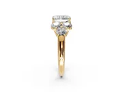 Cluster Engagement Ring Setting for Radiant Cut Center with Round Cut Accent Frame and Prong Head in Yellow Gold