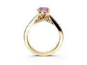 Solitaire Engagement Ring Setting for Fancy Pink Cushion Cut Center with Crossover Accents and Prong Head in Yellow Gold