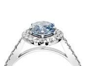Halo Engagement Ring Setting for Fancy Blue Marquise Center with Narrowing Pave Band and Prong Head in Sterling Silver