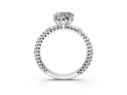 Rope Engagement Ring Setting for Heart-Shaped Center with Accent Shoulders and Prong Head in Platinum