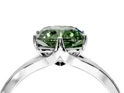 Solitaire Engagement Ring Setting for Fancy Green Cushion Cut Center with Plain Split Shank and Prong Head in White Gold