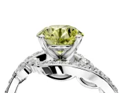 Solitaire Engagement Ring Setting for Fancy Yellow Round Cut Center with Pave Bypass Twist Band and Prong Head in Platinum